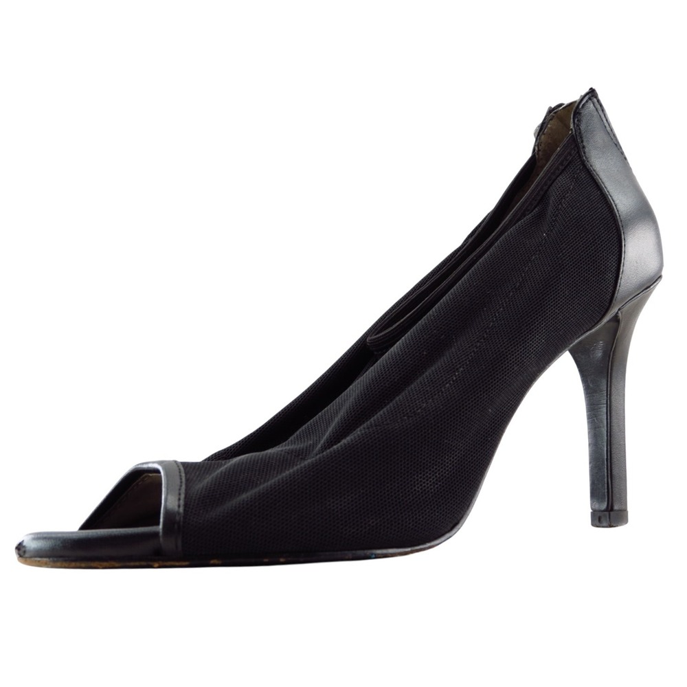 Tahari Peep Toe Black Fabric Women Shoes Size 7.5 Medium